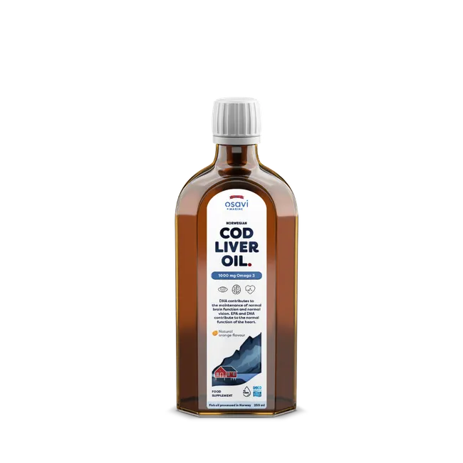 Norwegian Cod Liver Oil 1000 mg Omega 3, natural orange flavour